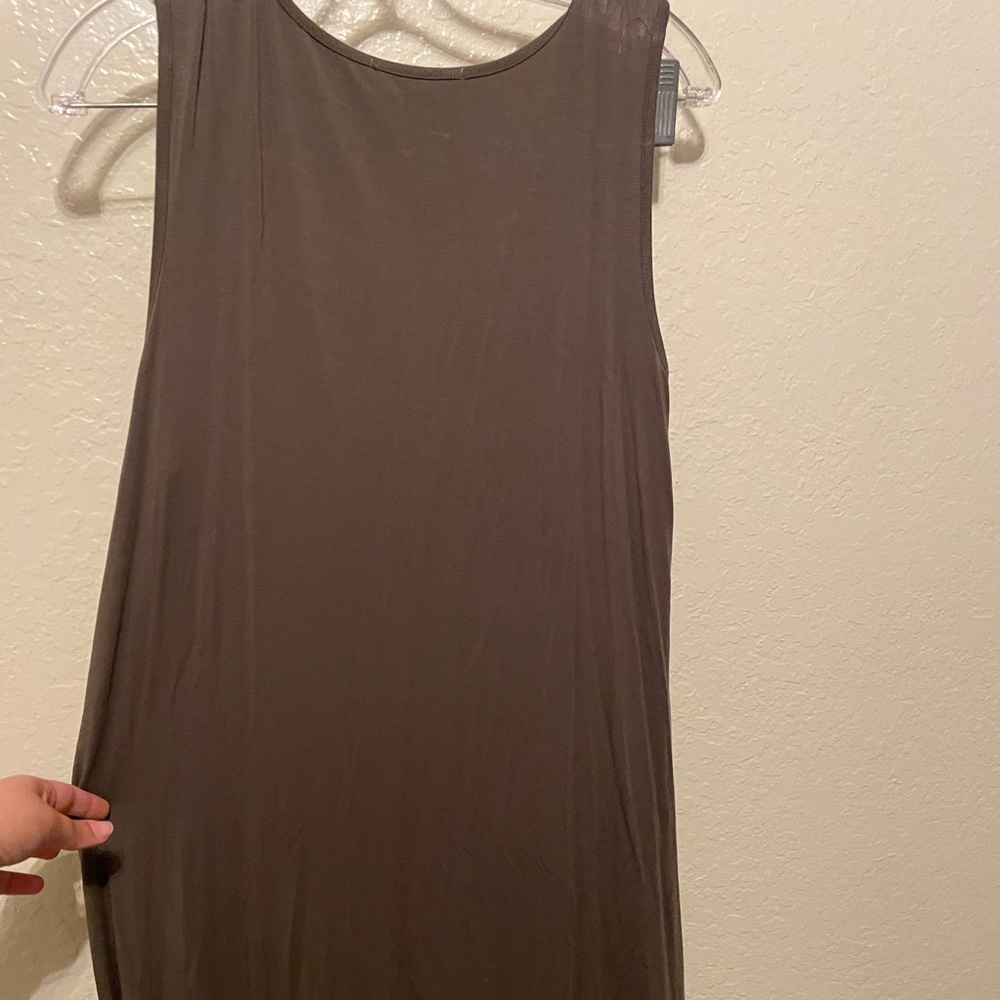 Green dress with gold buttons